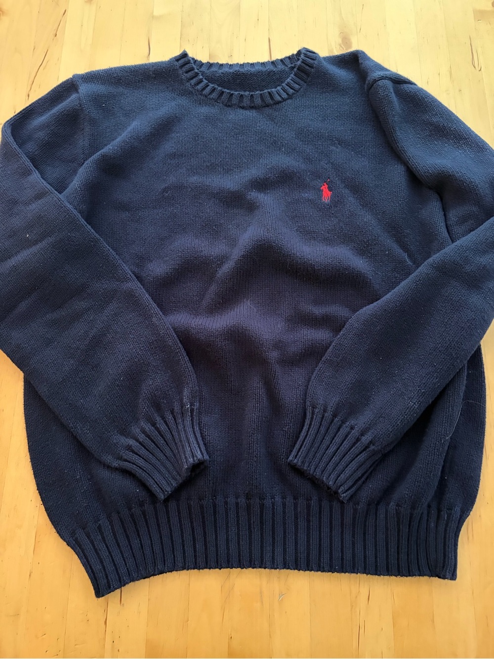 Ralph Lauren Navy Crewneck Sweater with Red Pony